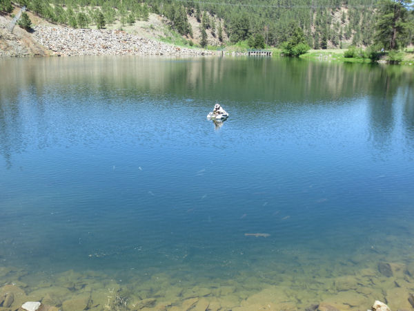Float tube in Pactola Dam